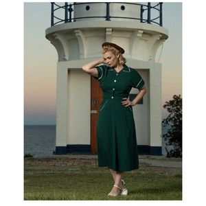 Lucille Dress in Green 2 Pc by Rock n Romance Vintage